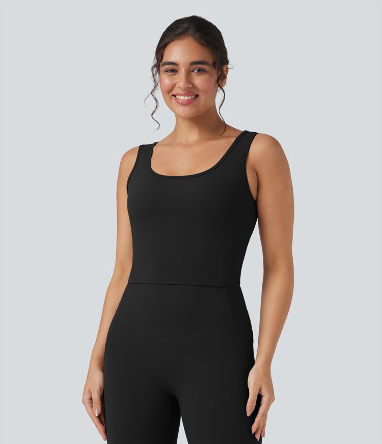 Top corto de yoga Halara UltraSculpt™ cruzado con cuello en U 