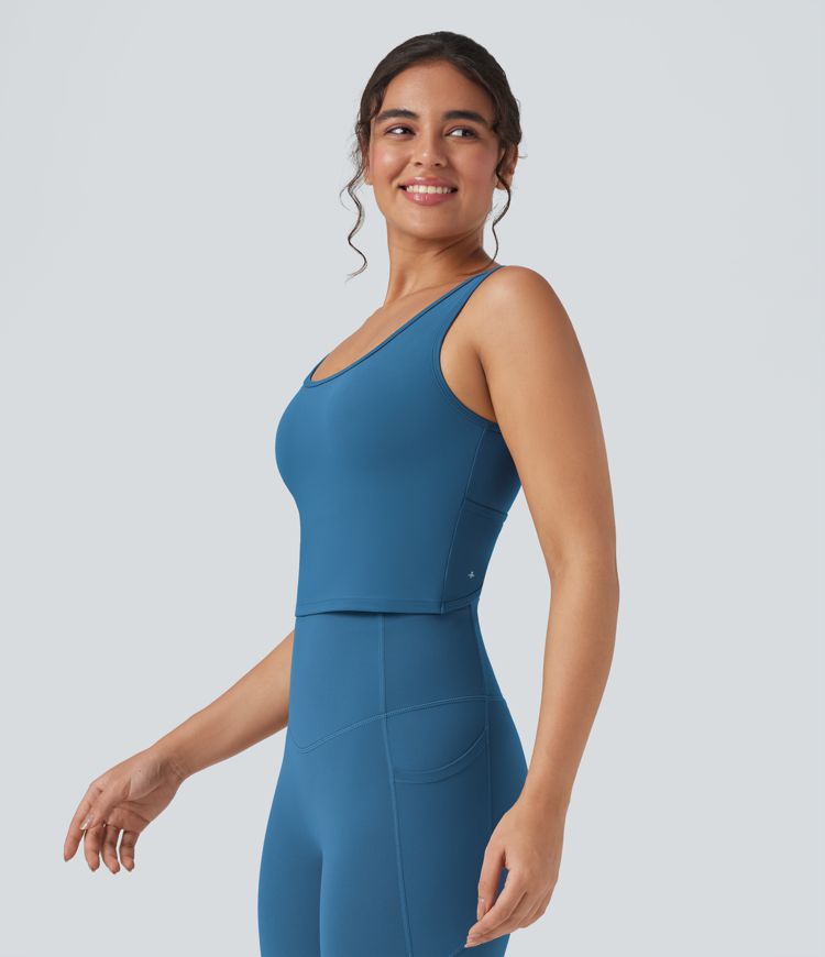 Halara UltraSculpt™ U Neck Crossover Cropped Yoga Tank Top