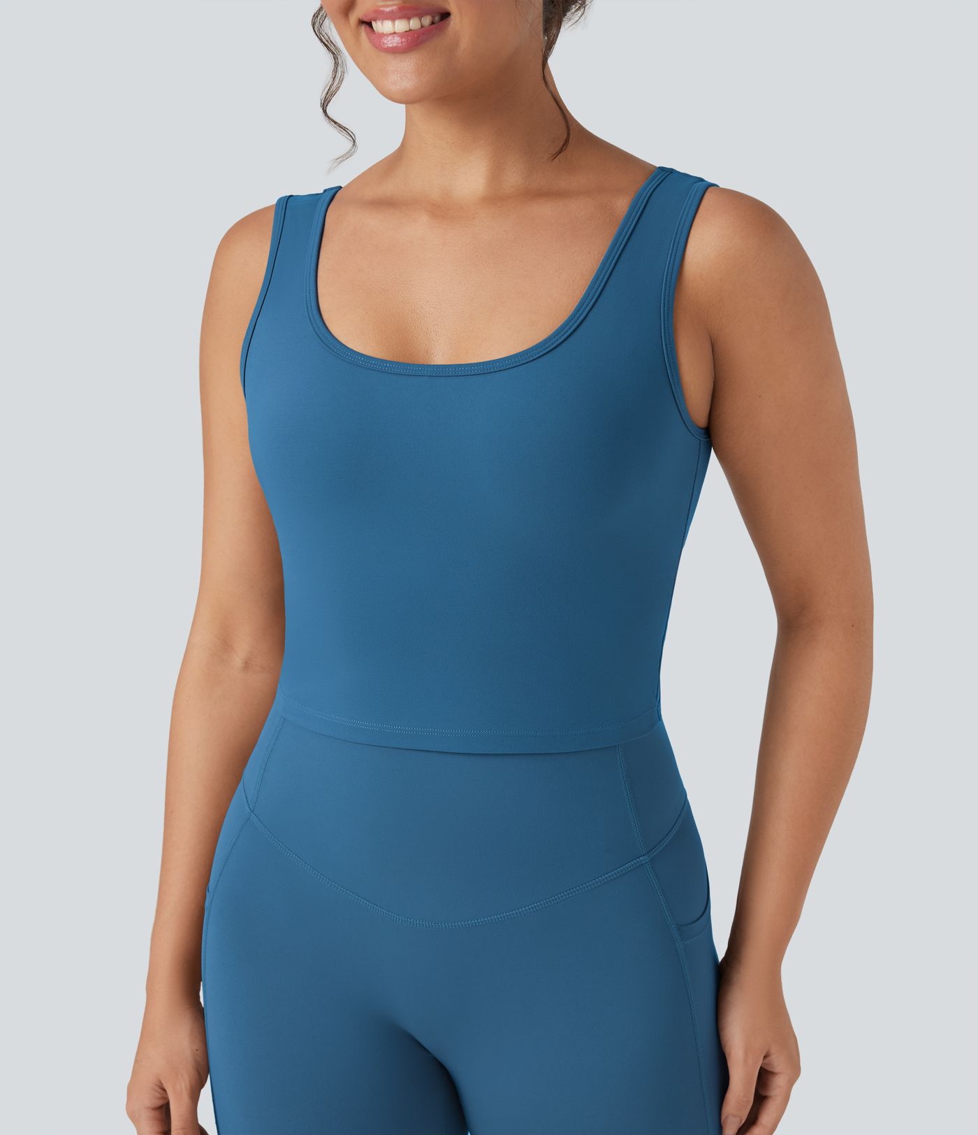 Halara UltraSculpt™ U Neck Crossover Cropped Yoga Tank Top
