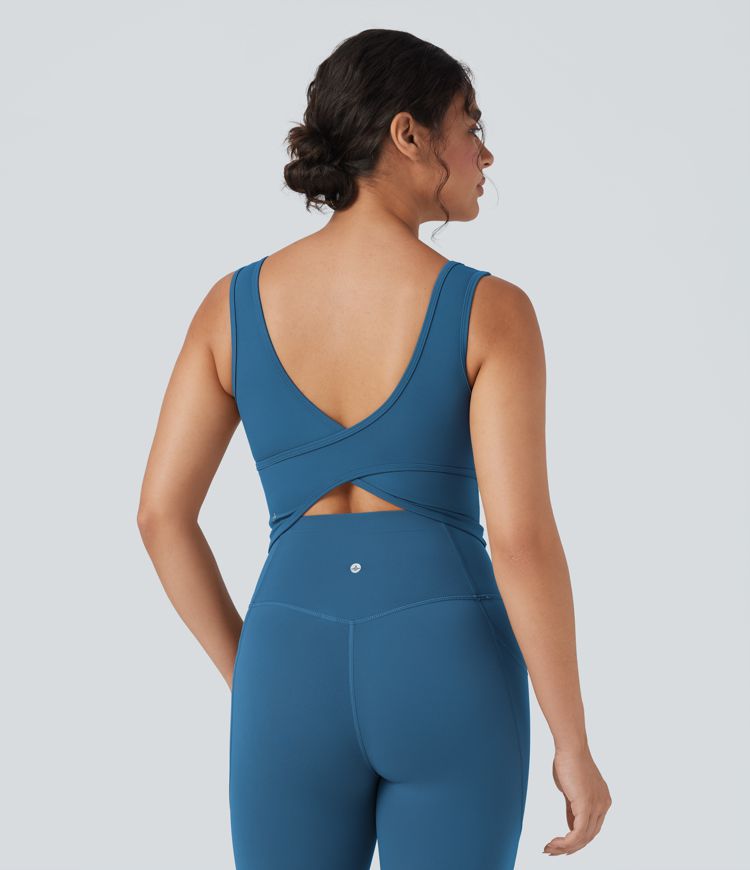 Halara UltraSculpt™ U Neck Crossover Cropped Yoga Tank Top
