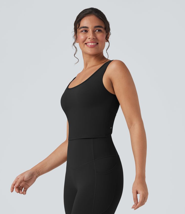 Top corto de yoga Halara UltraSculpt™ cruzado con cuello en U 