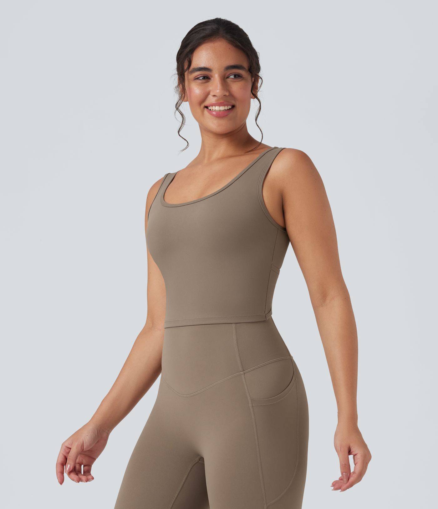 Halara UltraSculpt™ U Neck Crossover Cropped Yoga Tank Top