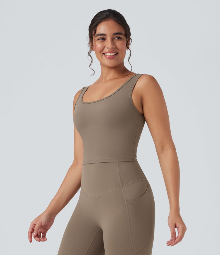 Halara UltraSculpt™ U Neck Crossover Cropped Yoga Tank Top