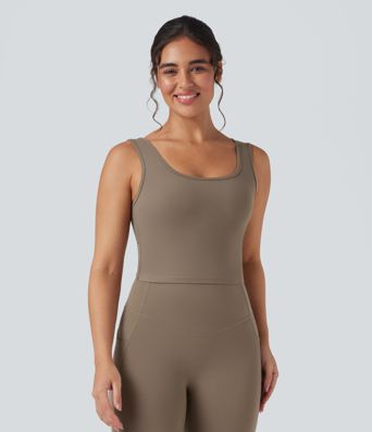 Halara UltraSculpt™ U Neck Crossover Cropped Yoga Tank Top