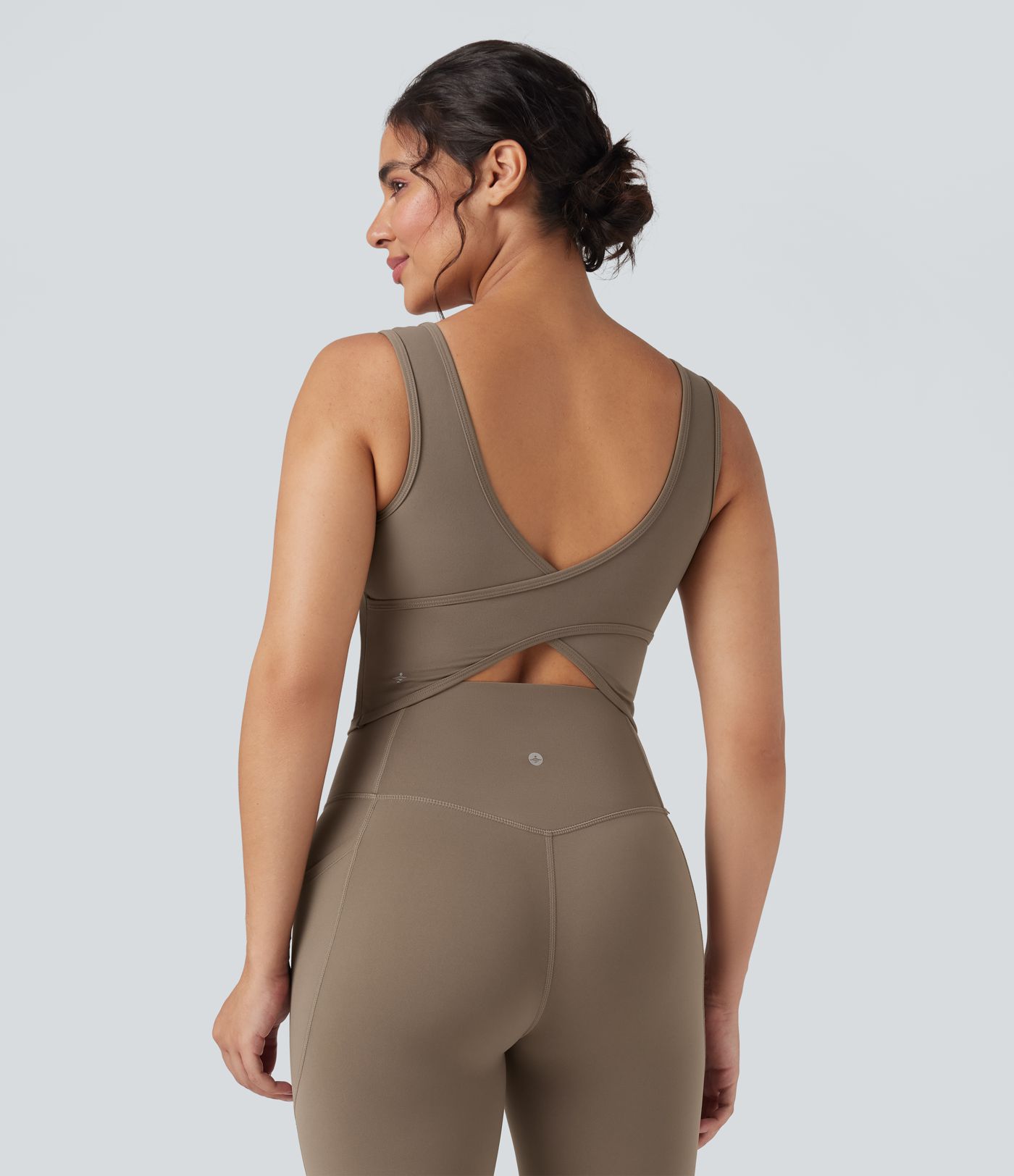 Halara UltraSculpt™ U Neck Crossover Cropped Yoga Tank Top