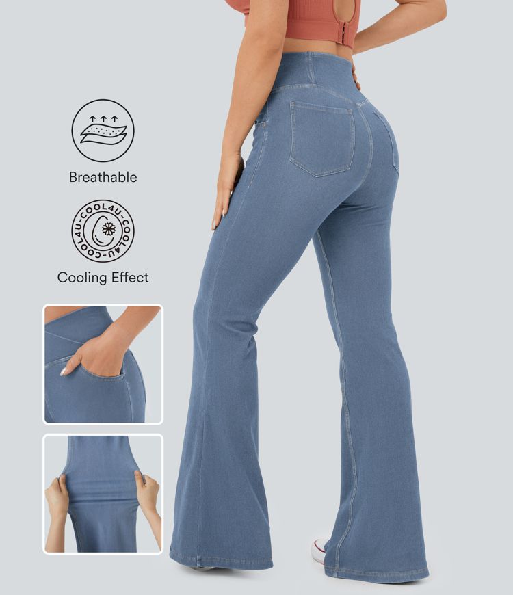 Halara Flex™ High Waisted Crossover Pocket Cool Touch Washed Casual Jeans