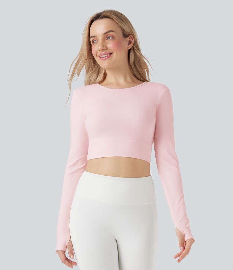 Haut de sport yoga SoftlyZero™ Plush à découpes et trous pouces - Réversible devant et dos