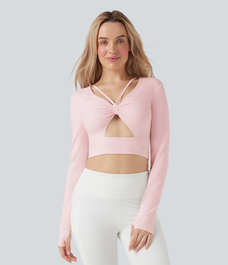 SoftlyZero™ Plush Cut-out Thumb Holes Yoga Sports Top-Front and Back Wearable