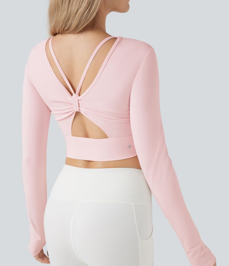 Haut de sport yoga SoftlyZero™ Plush à découpes et trous pouces - Réversible devant et dos