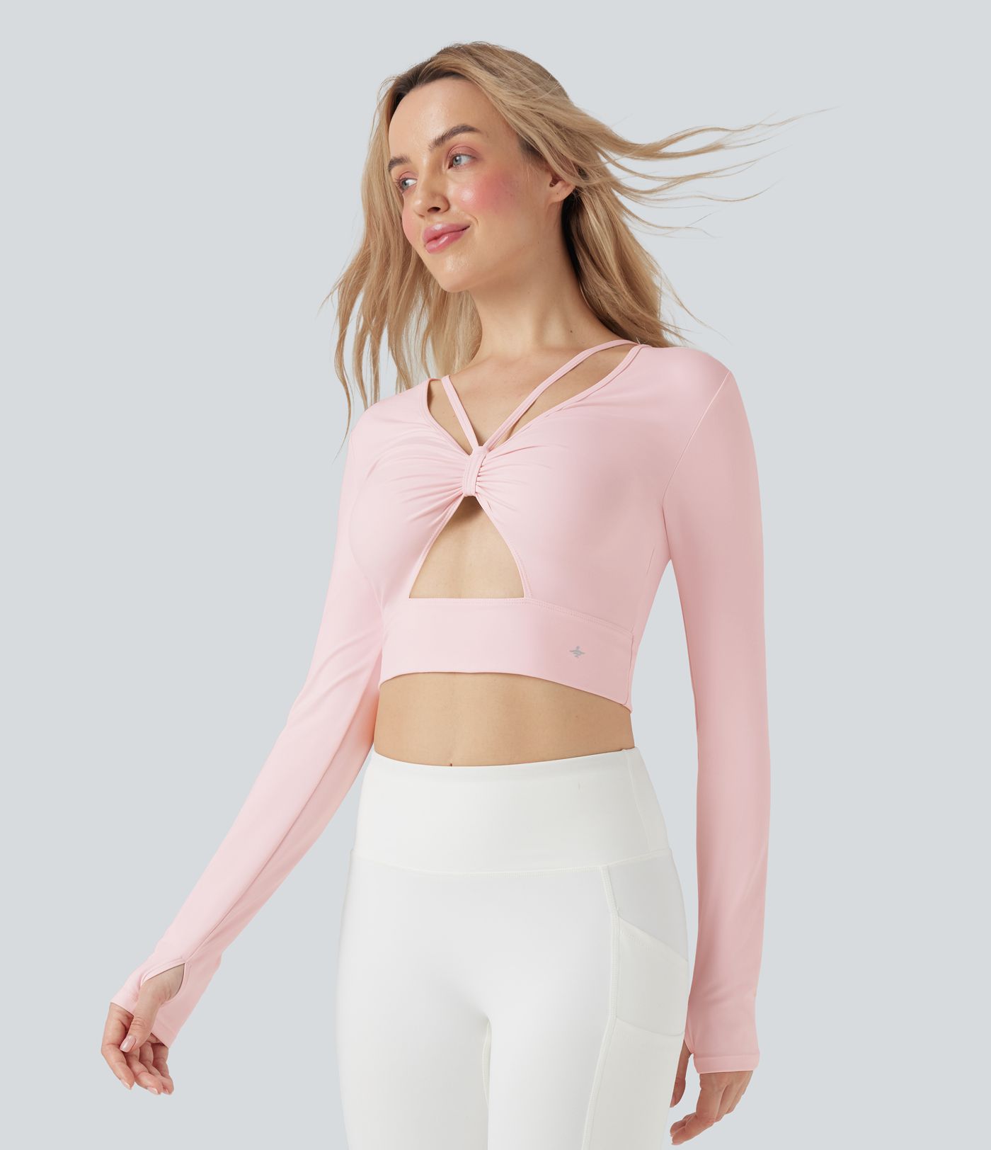 Haut de sport yoga SoftlyZero™ Plush à découpes et trous pouces - Réversible devant et dos