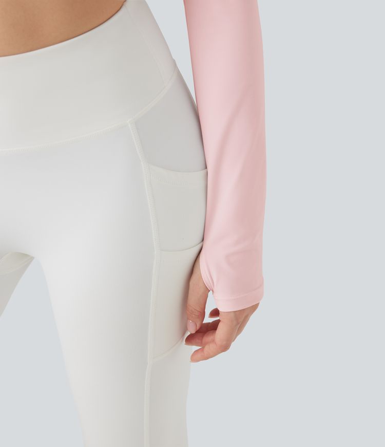 Haut de sport yoga SoftlyZero™ Plush à découpes et trous pouces - Réversible devant et dos