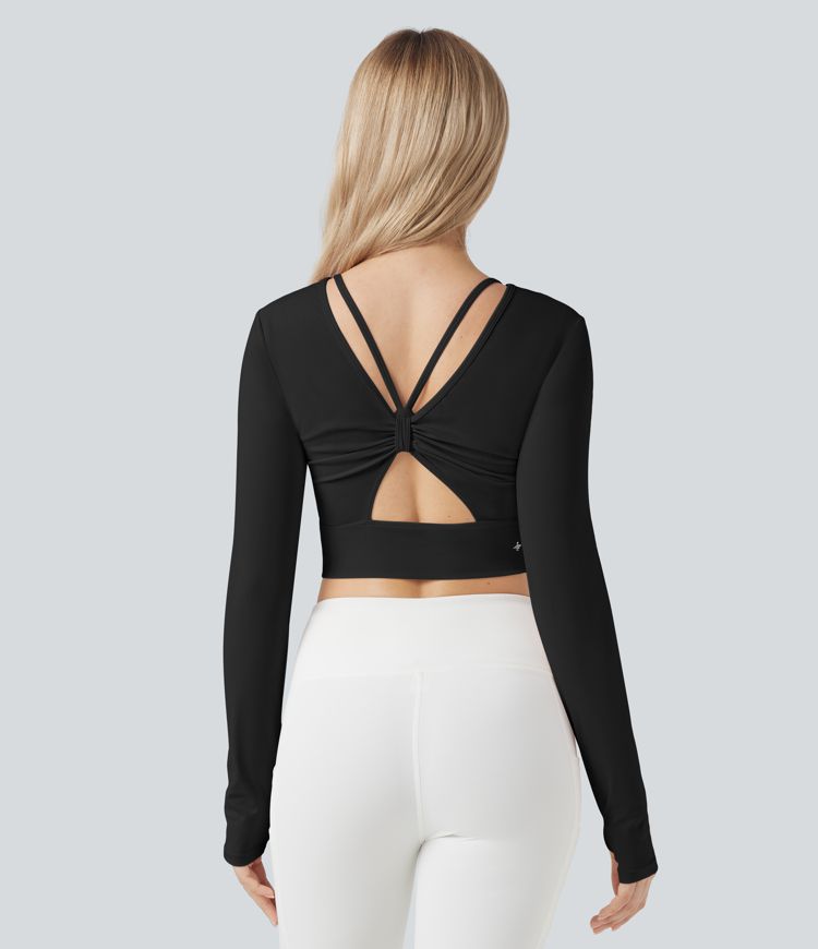 SoftlyZero™ Plush Cut-out Thumb Holes Yoga Sports Top-Front and Back Wearable