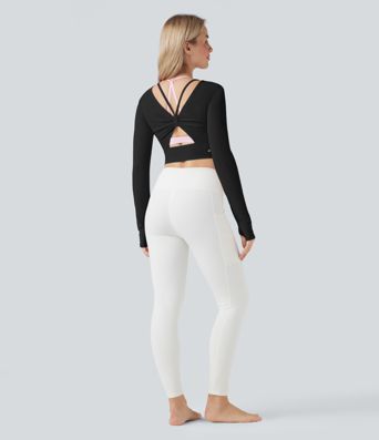 SoftlyZero™ Plush Cut-out Thumb Holes Yoga Sports Top-Front and Back Wearable