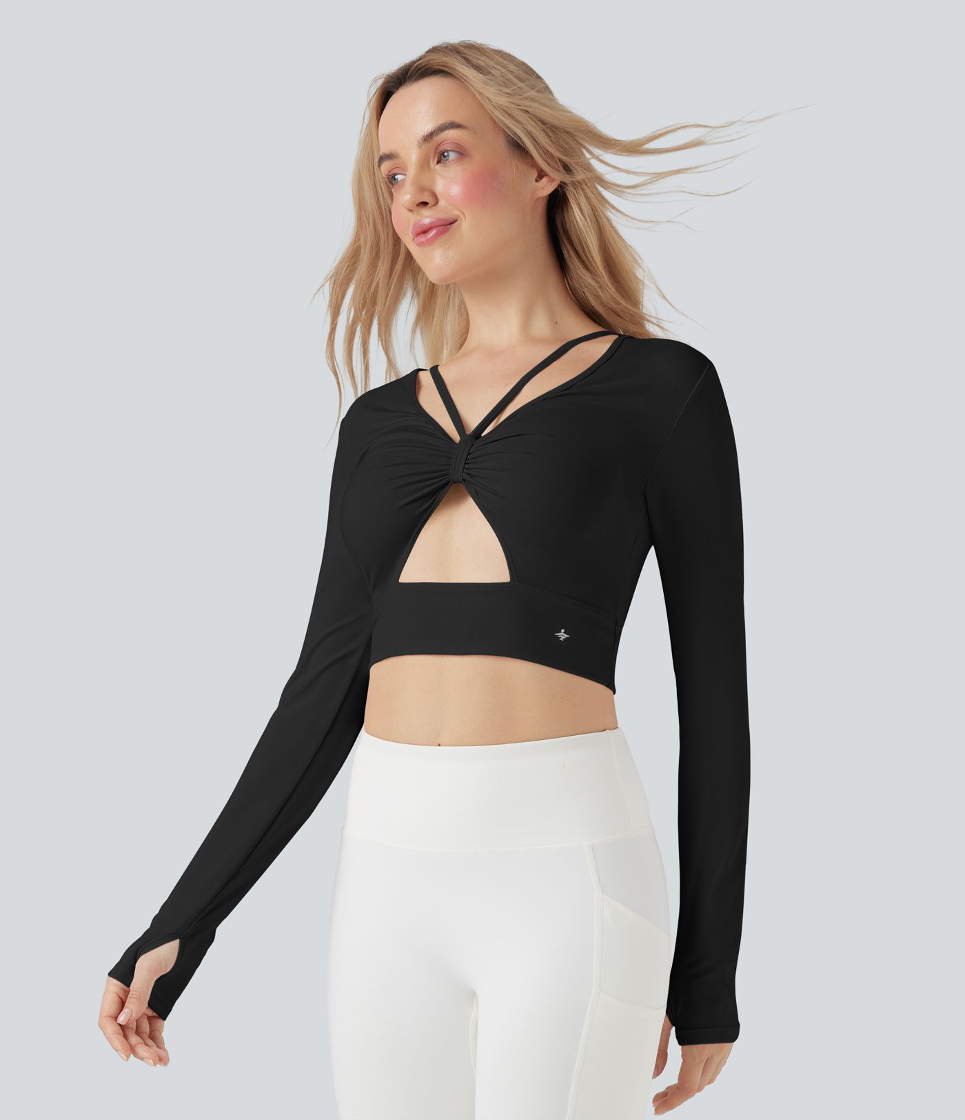 SoftlyZero™ Plush Cut-out Thumb Holes Yoga Sports Top-Front and Back Wearable