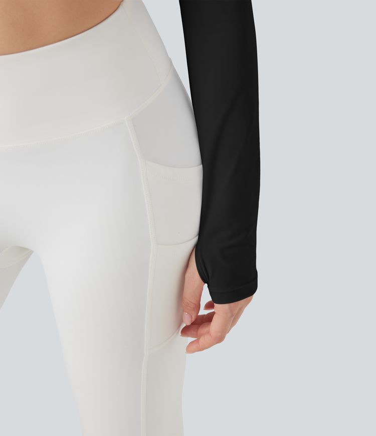 SoftlyZero™ Plush Cut-out Thumb Holes Yoga Sports Top-Front and Back Wearable