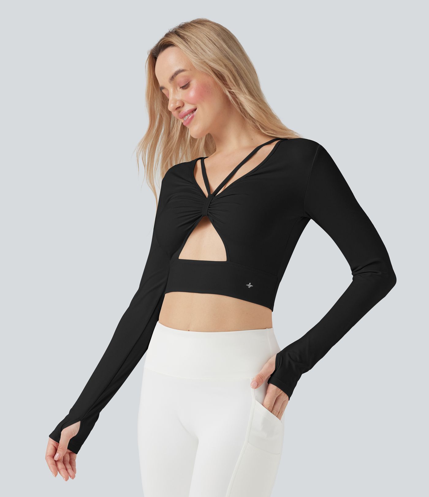 SoftlyZero™ Plush Cut-out Thumb Holes Yoga Sports Top-Front and Back Wearable