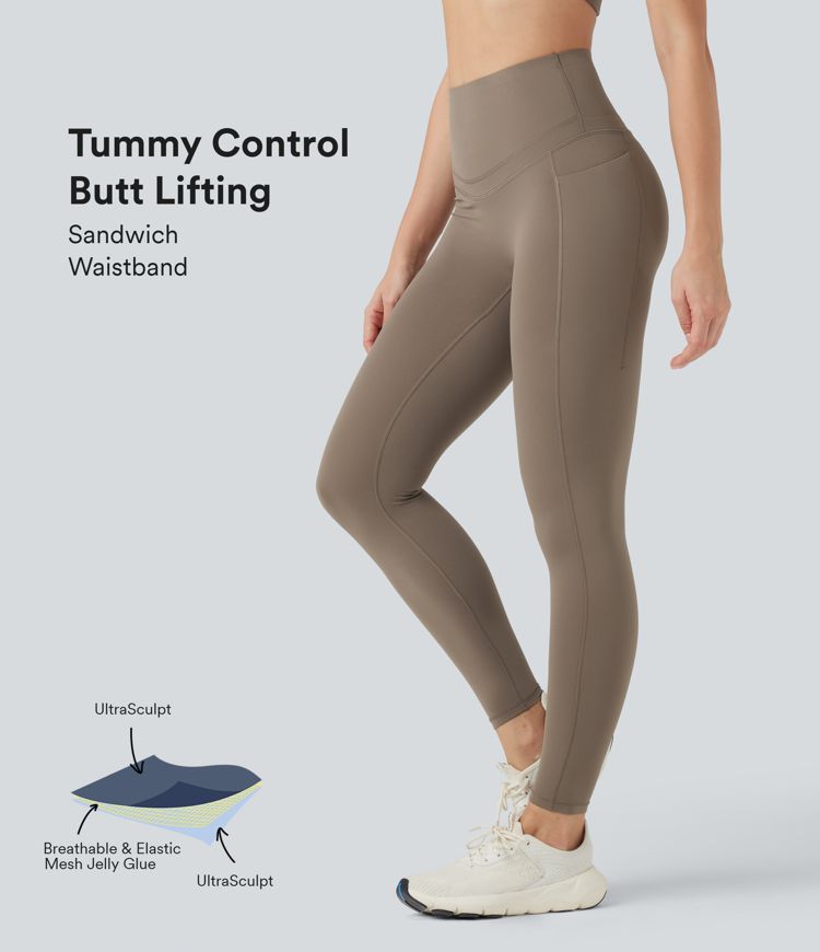 Halara UltraSculpt™ SoCinched High Waisted Butt Lifting Tummy Control Shaping Training Leggings with Pockets