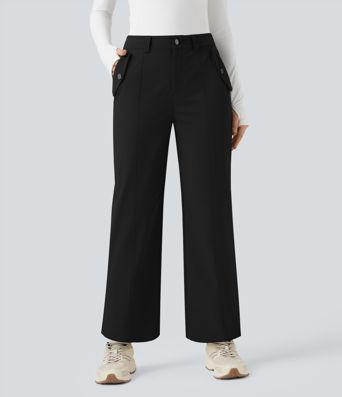 Pantalones de senderismo duraderos y repelentes al agua, de tiro medio y pierna recta, con bolsillos.