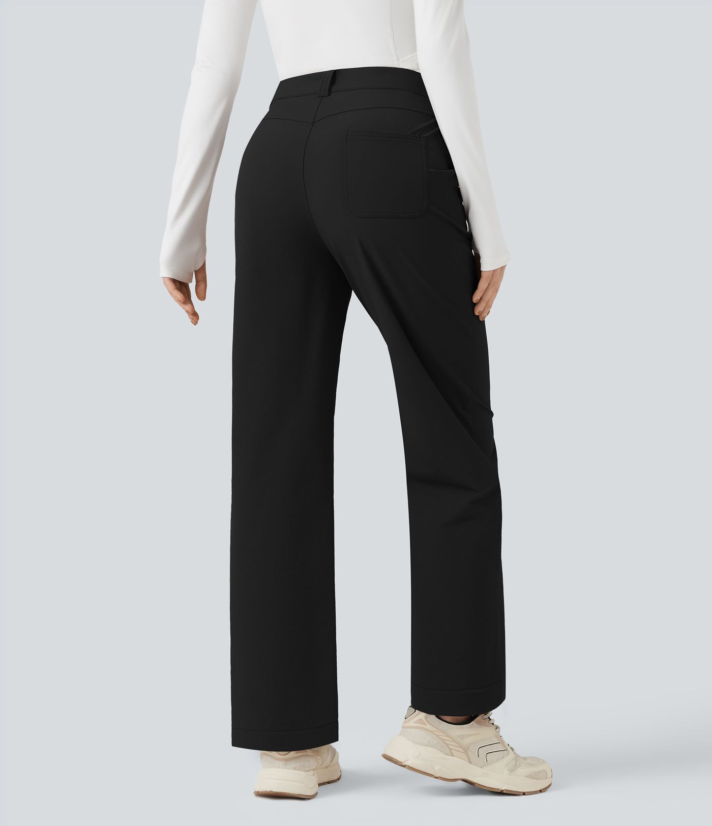 Pantalones de senderismo duraderos y repelentes al agua, de tiro medio y pierna recta, con bolsillos.