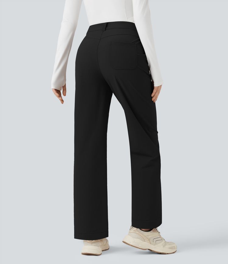 Pantalones de senderismo duraderos y repelentes al agua, de tiro medio y pierna recta, con bolsillos.