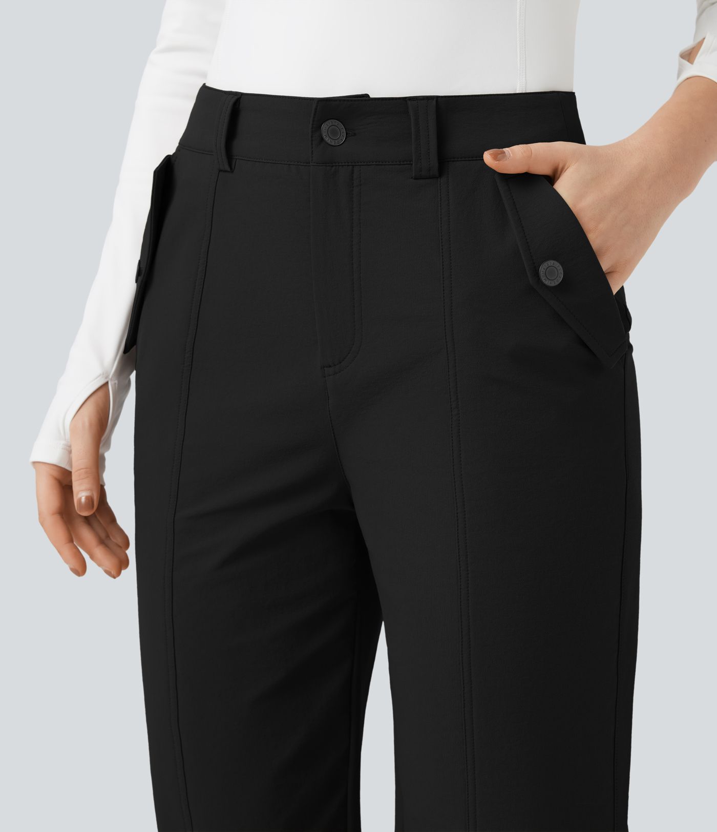 Pantalones de senderismo duraderos y repelentes al agua, de tiro medio y pierna recta, con bolsillos.