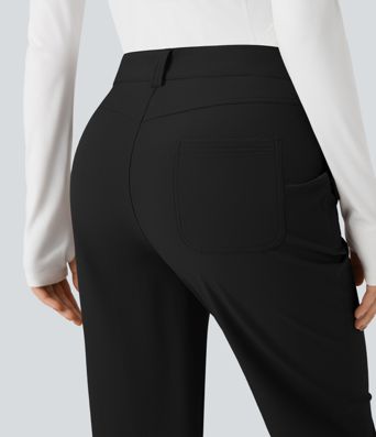 Pantalones de senderismo duraderos y repelentes al agua, de tiro medio y pierna recta, con bolsillos.