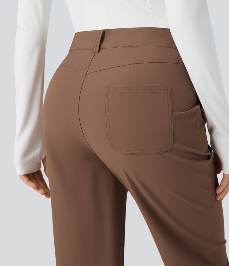 Durable Water Repellent Mid Rise Straight Leg Hiking Pants with Pockets