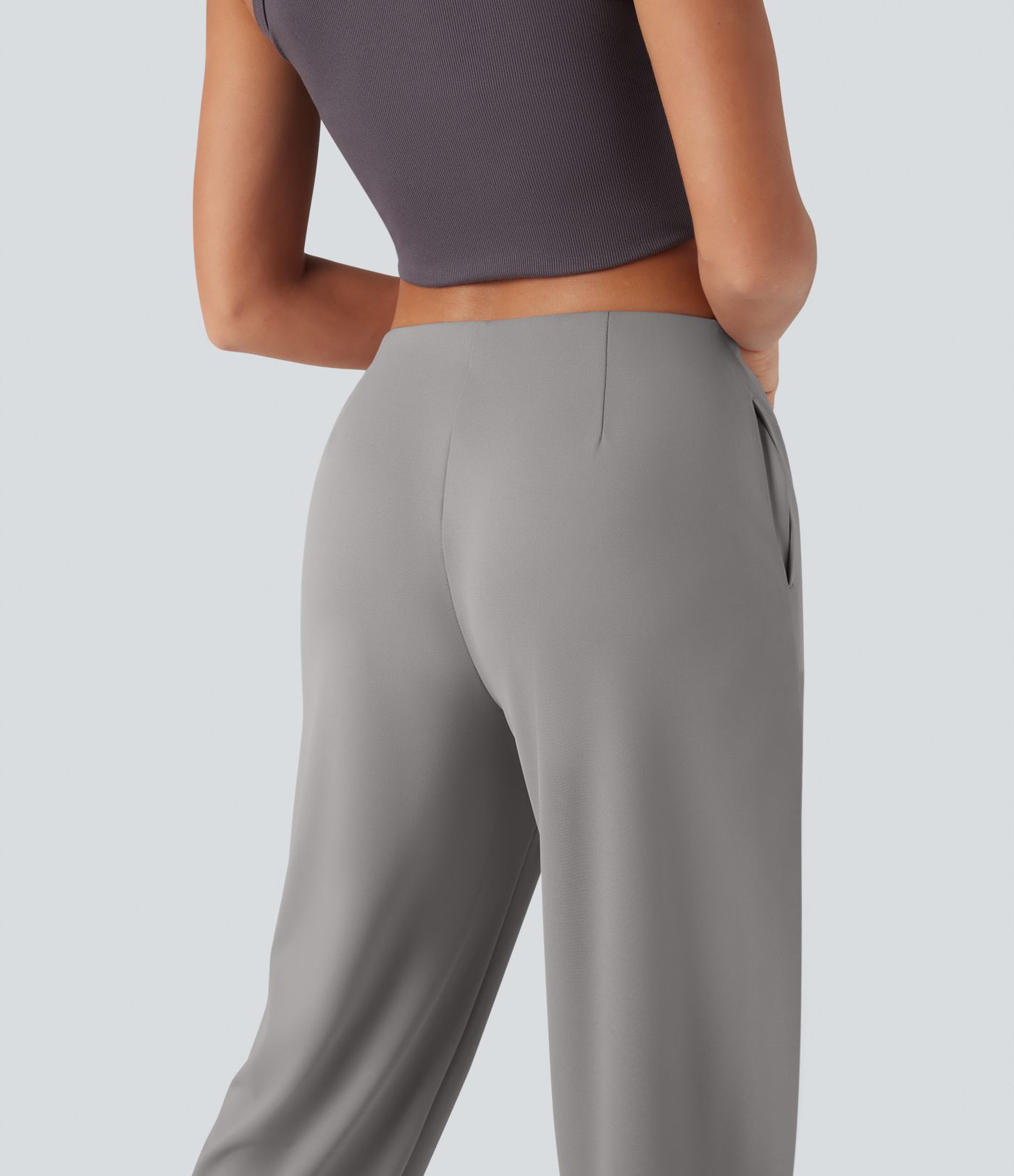 Pantalones de trabajo de crepé Halara Flex™, tiro medio y corte cónico, con bolsillos