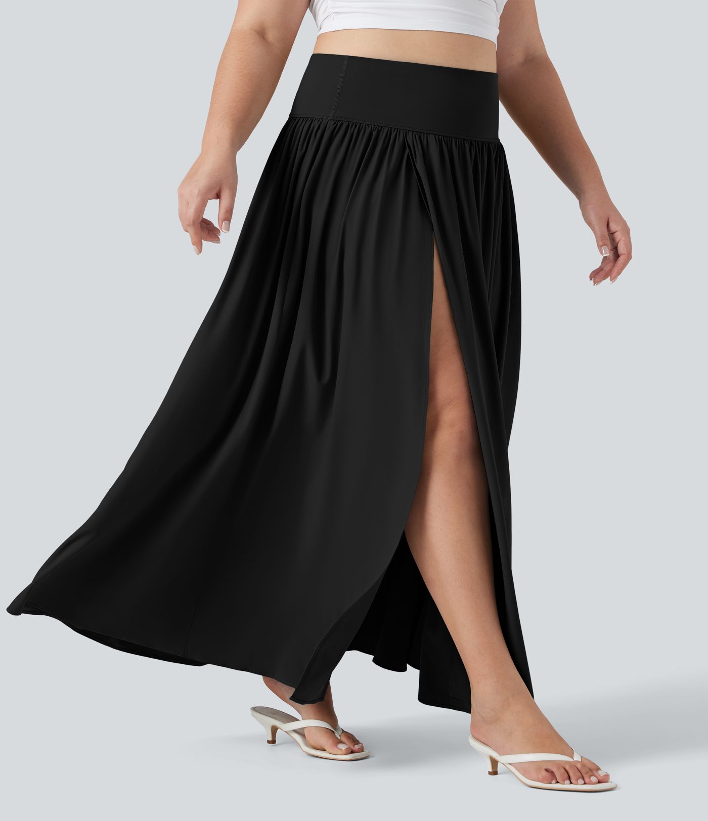 Breezeful™ SoCinched hoch taillierter, bauchformender 2-in-1 fließender, schnelltrocknender Maxi-Rock in Übergröße