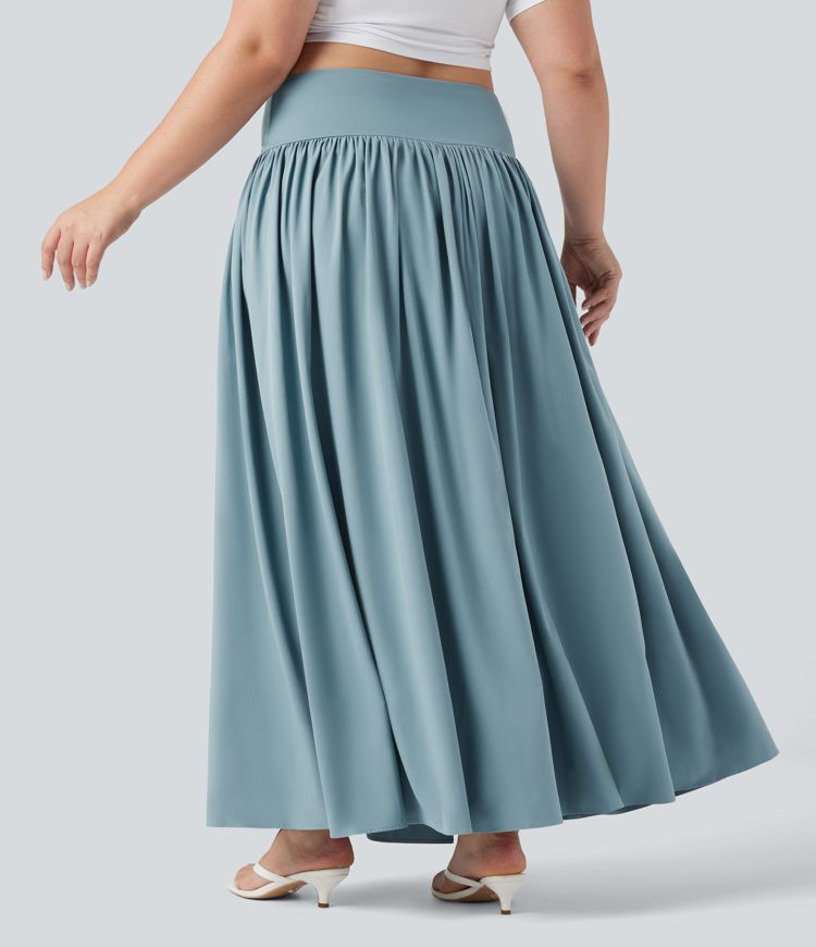 Breezeful™ High Waisted Tummy Control 2-in-1 Flowy Quick Dry Maxi Plus Size Skirt