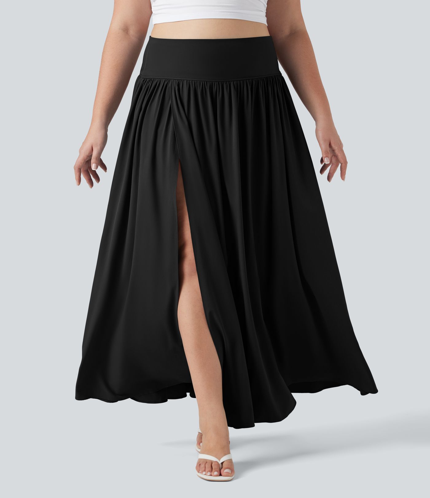 Breezeful™ SoCinched hoch taillierter, bauchformender 2-in-1 fließender, schnelltrocknender Maxi-Rock in Übergröße