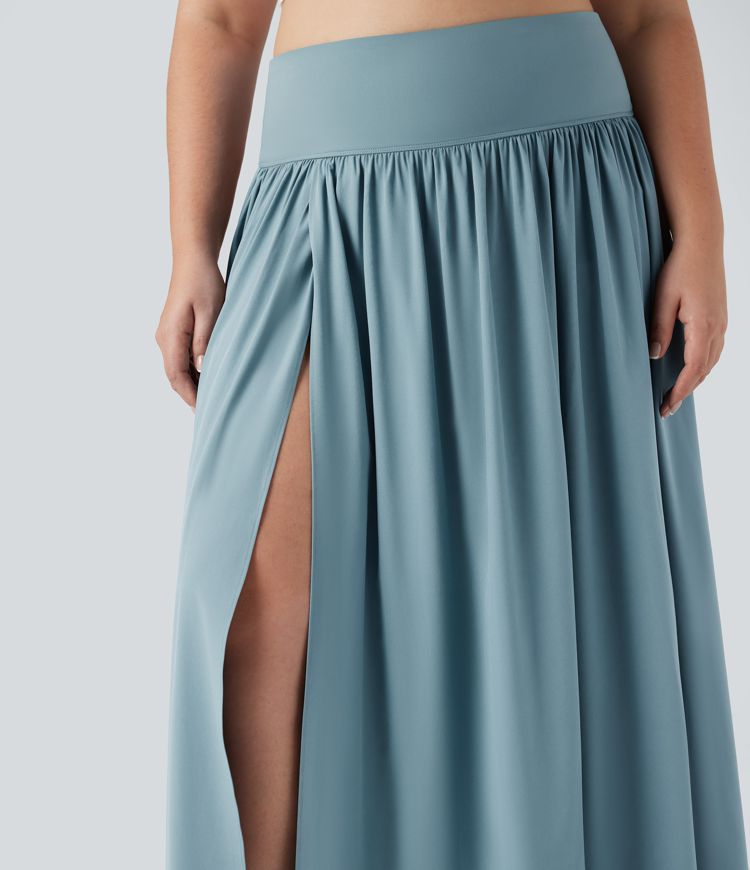 Breezeful™ High Waisted Tummy Control 2-in-1 Flowy Quick Dry Maxi Plus Size Skirt