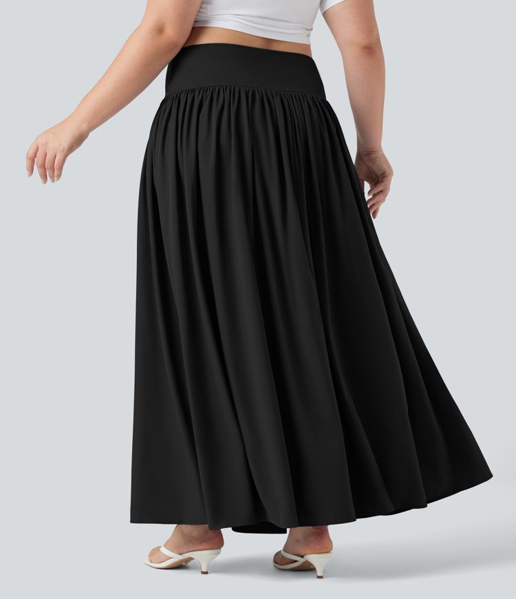 Breezeful™ SoCinched hoch taillierter, bauchformender 2-in-1 fließender, schnelltrocknender Maxi-Rock in Übergröße