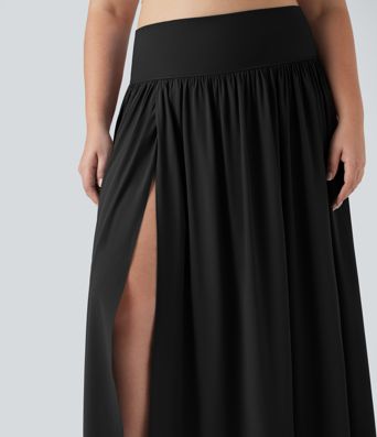 Breezeful™ SoCinched hoch taillierter, bauchformender 2-in-1 fließender, schnelltrocknender Maxi-Rock in Übergröße