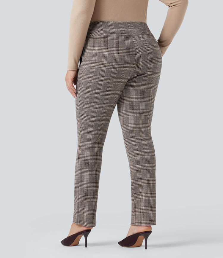 Halara Flex™ High Waisted Houndstooth Plaid Skinny Work Plus Size Pants with Pockets