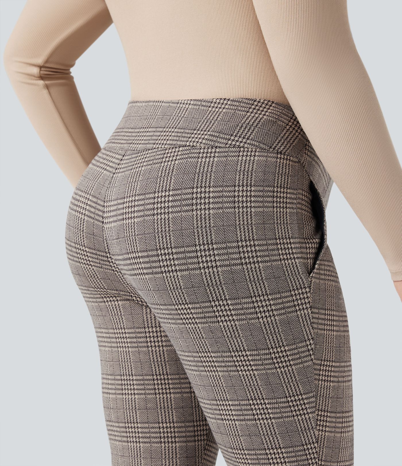 Halara Flex™ High Waisted Houndstooth Plaid Skinny Work Plus Size Pants with Pockets