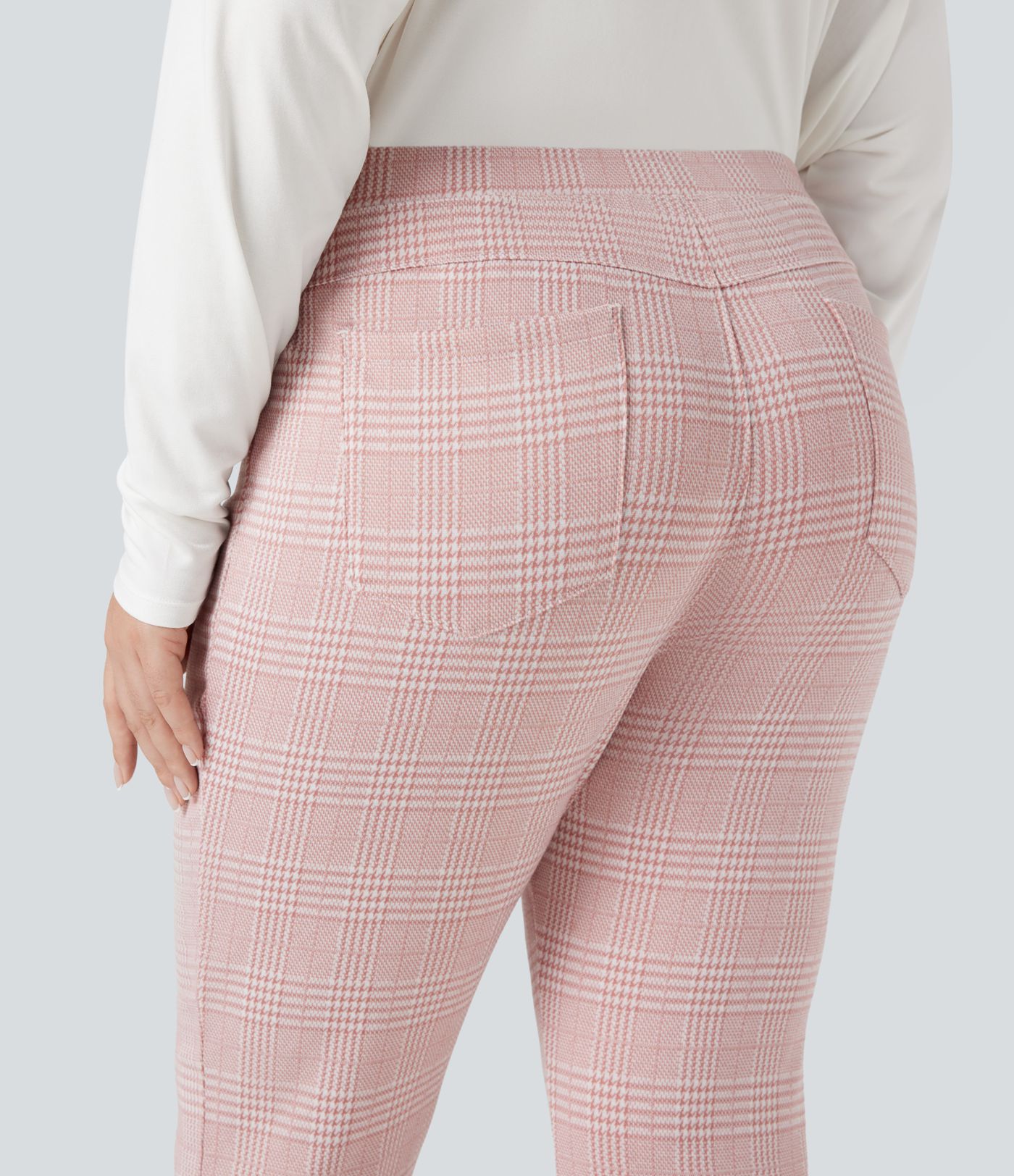 Plus Size Halara Flex™ High Waisted Houndstooth Plaid Skinny Work Pants with Pockets