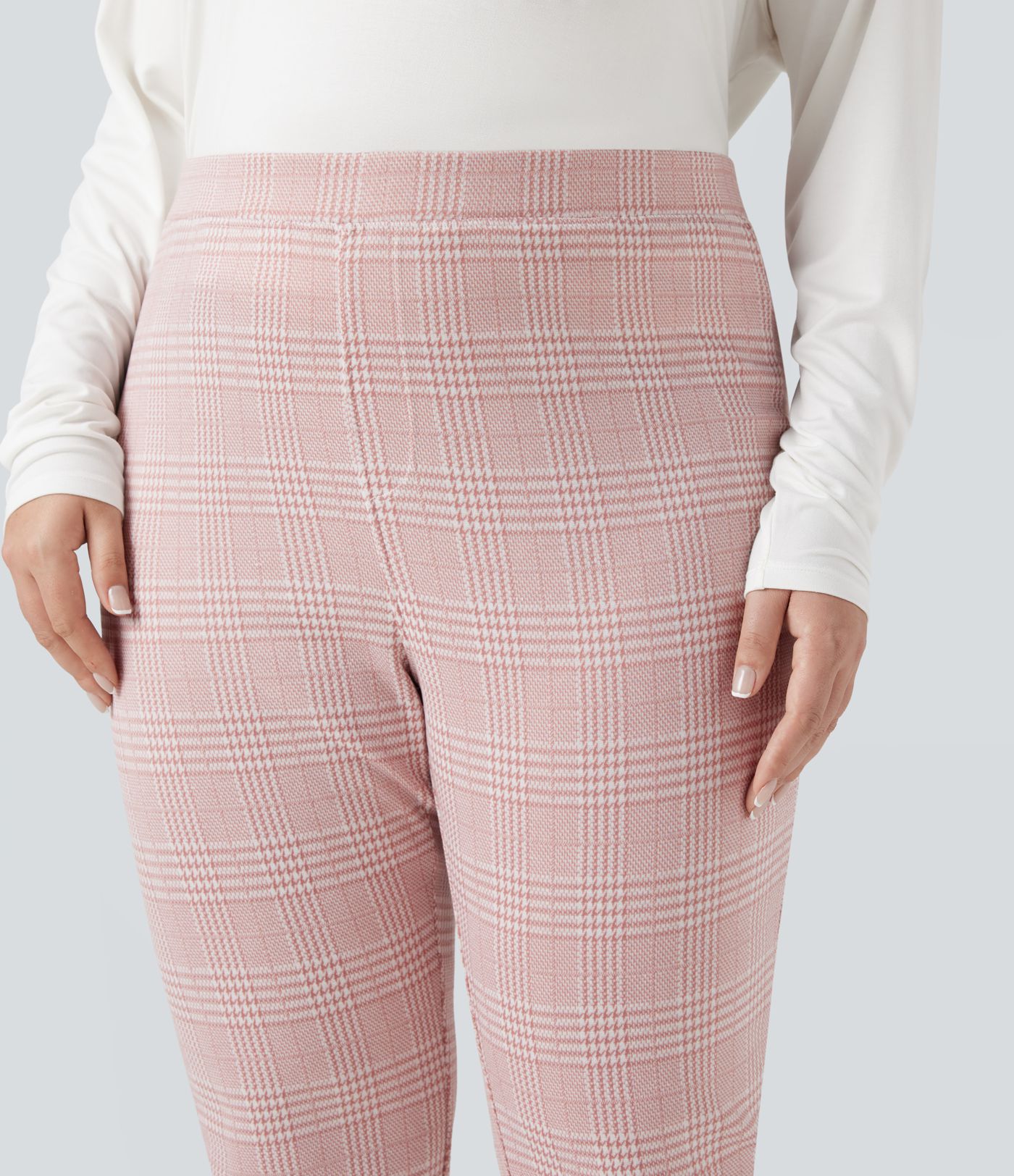 Plus Size Halara Flex™ High Waisted Houndstooth Plaid Skinny Work Pants with Pockets