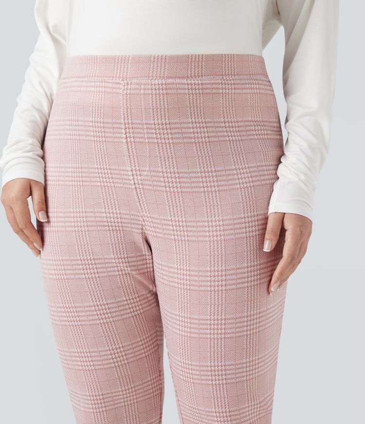 Plus Size Halara Flex™ High Waisted Houndstooth Plaid Skinny Work Pants with Pockets