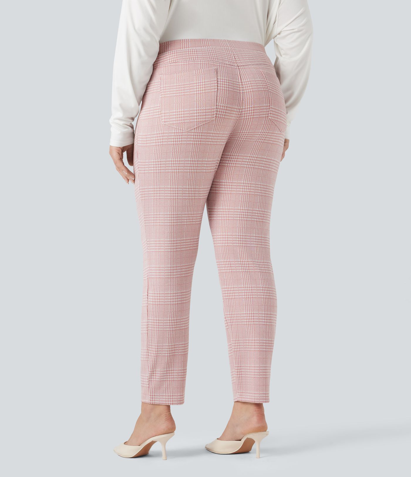 Plus Size Halara Flex™ High Waisted Houndstooth Plaid Skinny Work Pants with Pockets