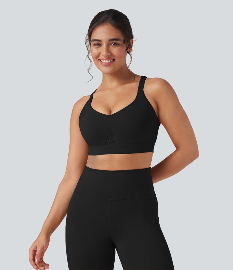 SpeedWave™ Medium Support Molded Cups Perforated Adjustable Hook Quick Dry Training Sports Bra