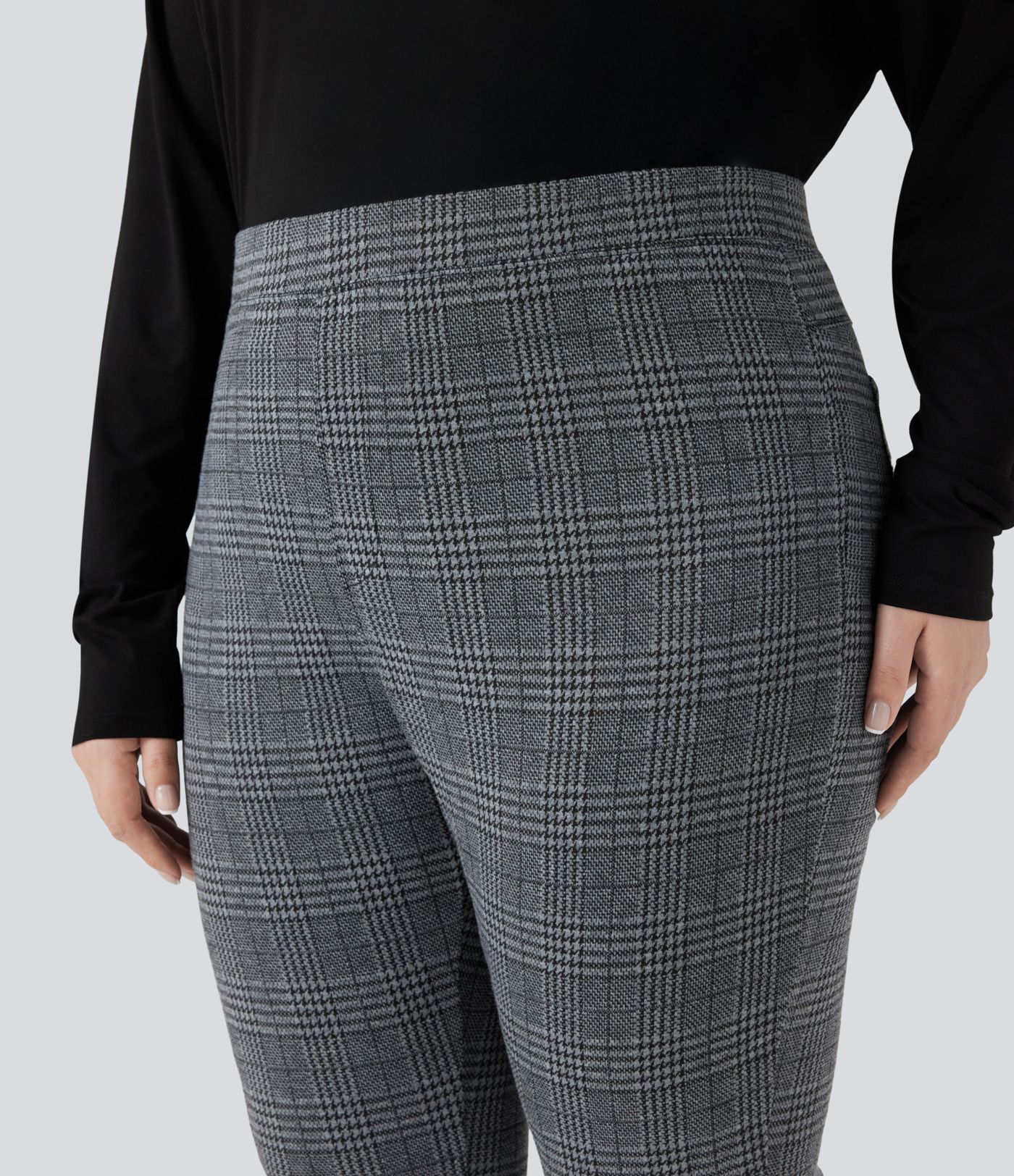 Plus Size Halara Flex™ High Waisted Houndstooth Plaid Skinny Work Pants with Pockets