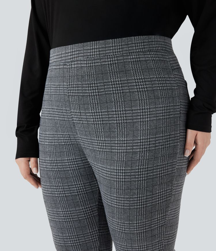 Plus Size Halara Flex™ High Waisted Houndstooth Plaid Skinny Work Pants with Pockets