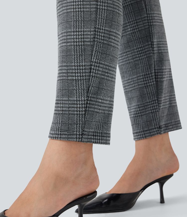 Plus Size Halara Flex™ High Waisted Houndstooth Plaid Skinny Work Pants with Pockets
