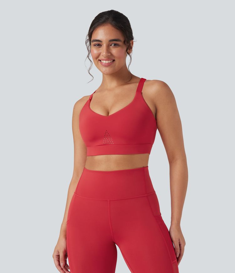 Soutien-gorge de sport d'entraînement SpeedWave™ soutien intermédiaire coques moulées perforé crochet réglable séchage rapide