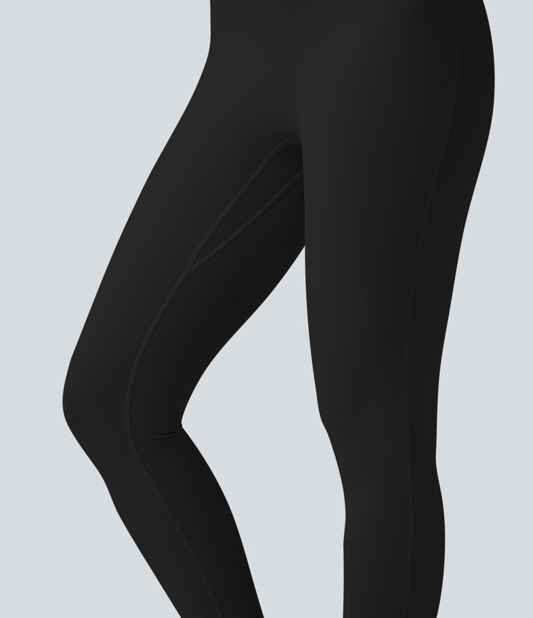 SoftlyZero™ Airy Halter Tie Back Cut-out Scrunch Yoga Skinny Jumpsuit