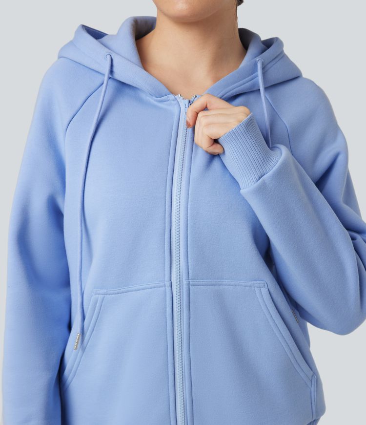 Hooded Drawstring Long Sleeve Fleece Casual Cotton Sweatshirt with Pockets