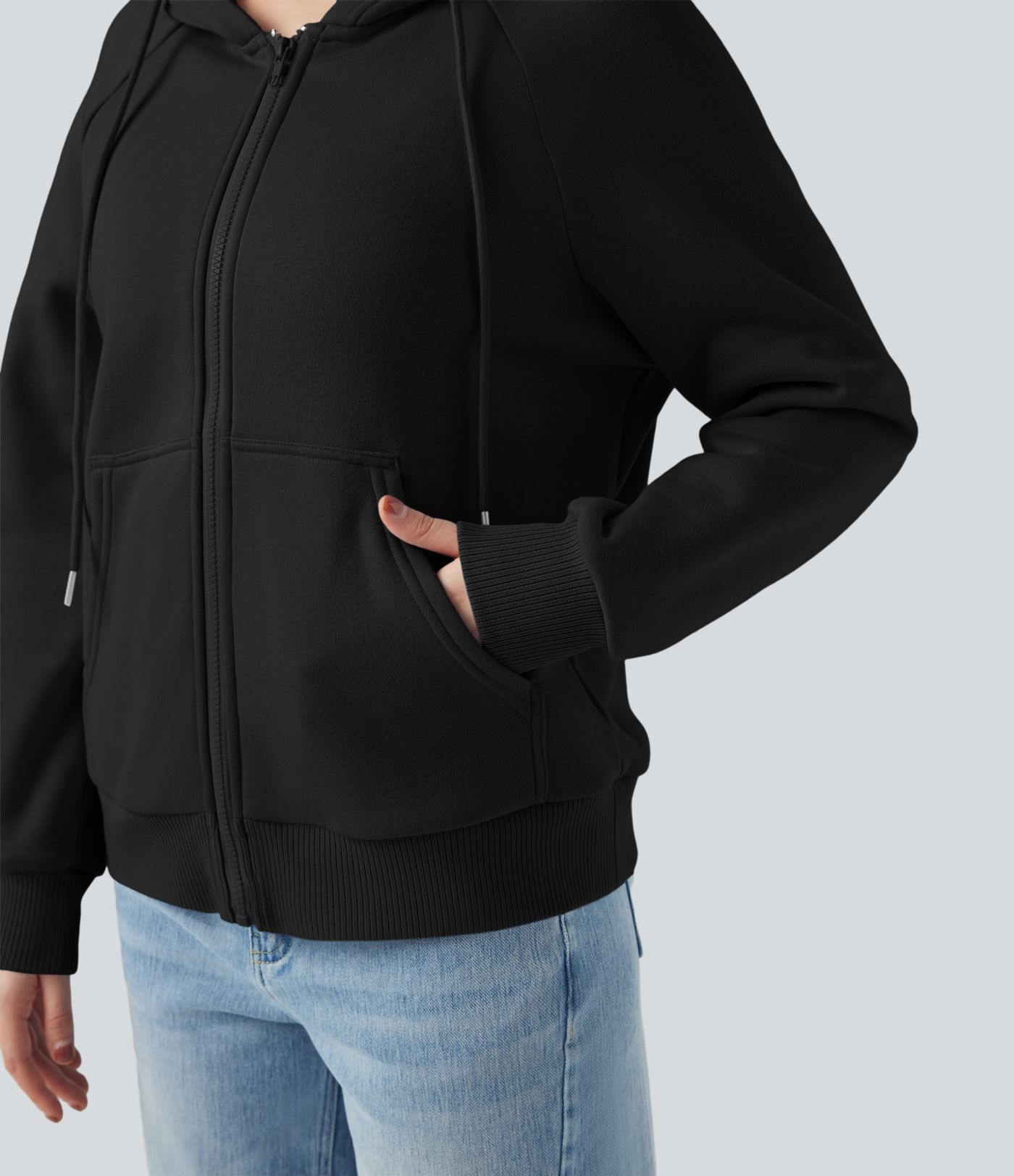 Hooded Drawstring Long Sleeve Fleece Casual Cotton Sweatshirt with Pockets