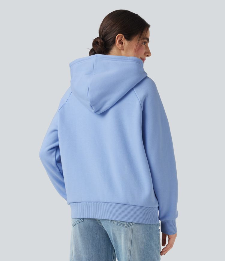 Hooded Drawstring Long Sleeve Fleece Casual Cotton Sweatshirt with Pockets