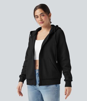 Hooded Drawstring Long Sleeve Fleece Casual Cotton Sweatshirt with Pockets